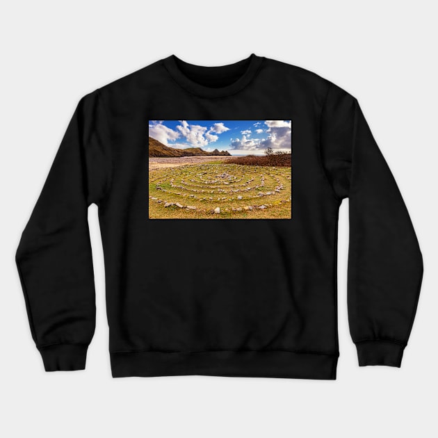 Three Cliffs Bay, Gower Crewneck Sweatshirt by dasantillo